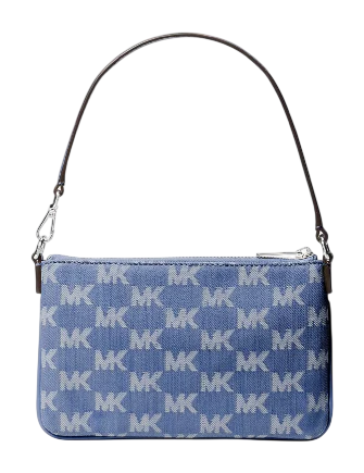 Michael Michael Kors Jet Set Travel Small Logo Jacquard Denim Wristlet Denim