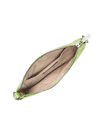 Michael Michael Kors Jet Set Travel Small Logo Jacquard Denim Wristlet Lime