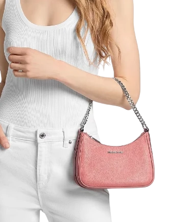 Michael Michael Kors Jet Set Travel Small Pebbled Leather Convertible Crossbody Bag Sunset Rose