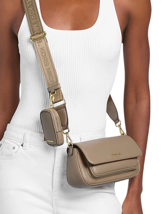 Michael Michael Kors Jet Set Travel Small Pebbled Leather Crossbody Bag With Pouch Camel