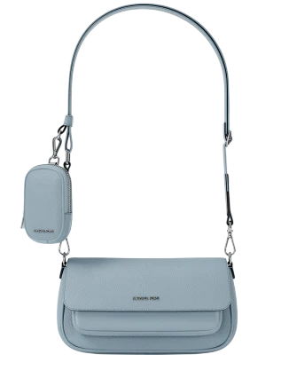 Michael Michael Kors Jet Set Travel Small Pebbled Leather Crossbody Bag With Pouch Pale Ocean