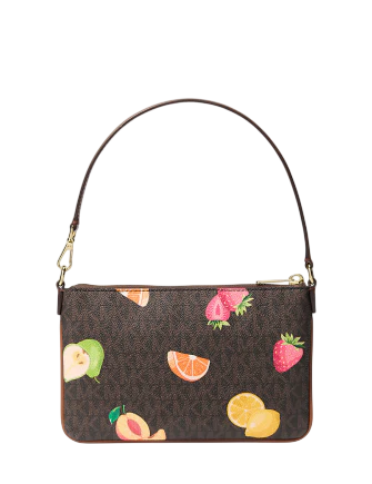 Michael Michael Kors Jet Set Travel Small Printed Signature Logo Wristlet Brown