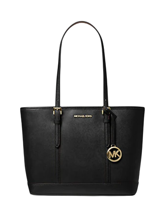 Michael Michael Kors Jet Set Travel Small Saffiano Leather Top-Zip Tote Bag Black