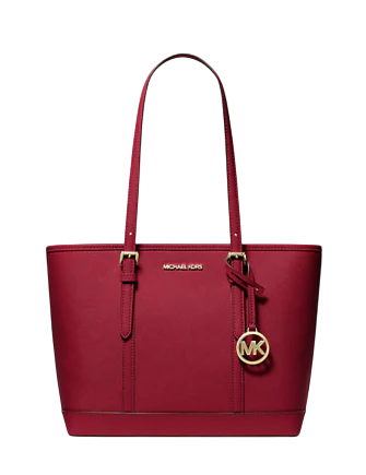 Michael Michael Kors Jet Set Travel Small Saffiano Leather Top-Zip Tote Bag Cherry