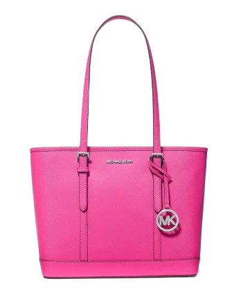 Michael Michael Kors Jet Set Travel Small Saffiano Leather Top-Zip Tote Bag Dragonfruit