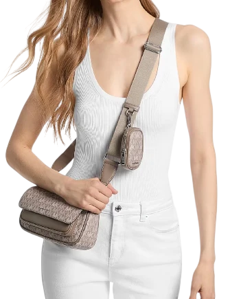 Michael Michael Kors Jet Set Travel Small Signature Logo Crossbody Bag With Pouch Mushroom