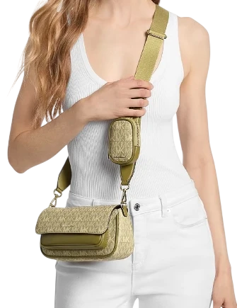 Michael Michael Kors Jet Set Travel Small Signature Logo Crossbody Bag With Pouch Oregano