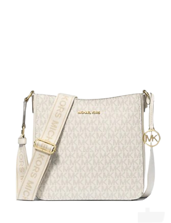 Michael Michael Kors Jet Set Travel Small Signature Logo Messenger Bag Light Cream