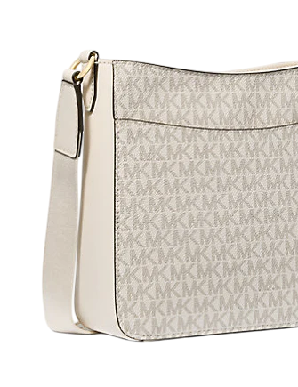 Michael Michael Kors Jet Set Travel Small Signature Logo Messenger Bag Light Cream
