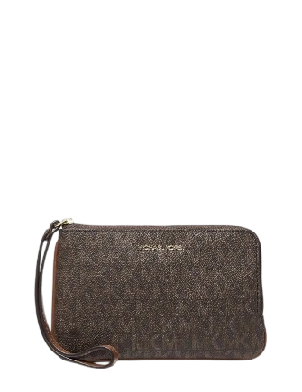 Michael Michael Kors Jet Set Travel Small Signature Logo Wristlet Brown