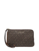 Michael Michael Kors Jet Set Travel Small Signature Logo Wristlet Brown