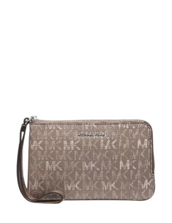 Michael Michael Kors Jet Set Travel Small Signature Logo Wristlet Mushroom