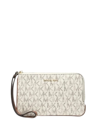 Michael Michael Kors Jet Set Travel Small Signature Logo Wristlet Vanilla