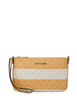 Michael Michael Kors Jet Set Travel Small Striped Signature Logo Convertible Wristlet Honeywheat