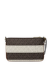 Michael Michael Kors Jet Set Travel Small Striped Signature Logo Convertible Wristlet Vanilla Brown