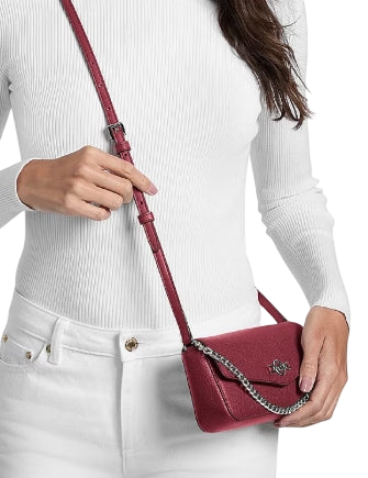 Michael Michael Kors Kacey Extra Small Pebbled Leather Crossbody Bag Maroon