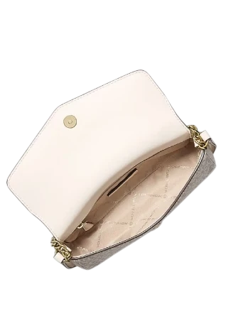 Michael Michael Kors Kacey Extra Small Signature Logo and Smooth Crossbody Bag Light Cream