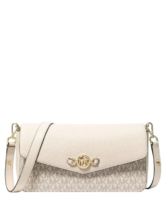 Michael Michael Kors Kacey Medium Signature Logo Shoulder Bag  Light Cream 
