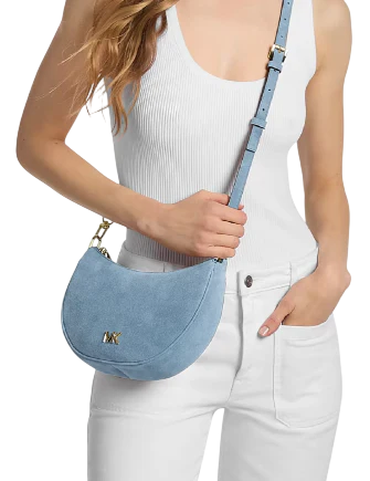 Michael Michael Kors Kyla Small Suede Convertible Pochette Chambray