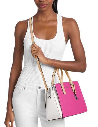 Michael Michael Kors Laila Medium Color-Block Leather Satchel  Raspberry 