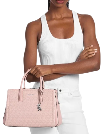 Michael Michael Kors Laila Medium Signature Logo Satchel Smokey Rose