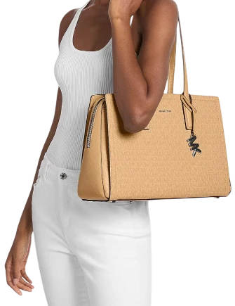 Michael Michael Kors Laila Medium Signature Logo Tote Bag Peanut
