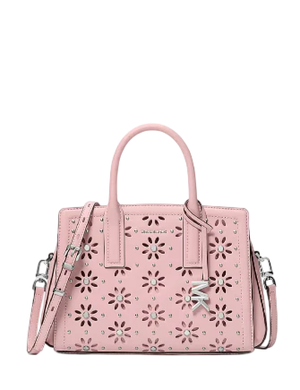 Michael Michael Kors Laila Small Embellished Laser Cut Leather Satchel Smokey Rose