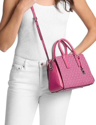 Michael Michael Kors Laila Small Signature Logo Satchel Raspberry