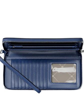 Michael Michael Kors Large Pebbled Leather Continental Wallet Galaxy Blue