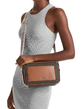 Michael Michael Kors Maeve Large Signature Logo Crossbody Bag Brown Acorn