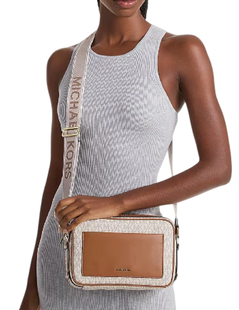 Michael Michael Kors Maeve Large Signature Logo Crossbody Bag Vanilla Acorn