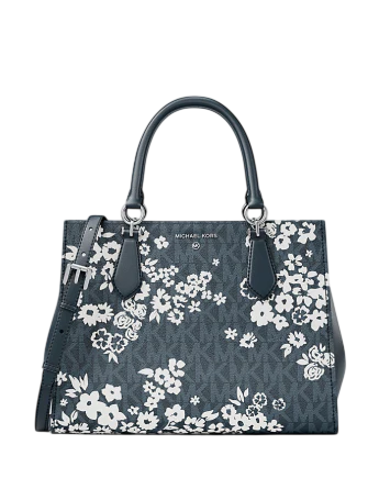 Michael Michael Kors Marilyn Medium Printed Signature Logo Satchel Admiral
