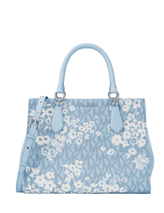 Michael Michael Kors Marilyn Medium Printed Signature Logo Satchel Pale Ocean