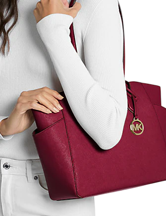 Michael Michael Kors Marilyn Medium Saffiano Leather Tote Bag Cherry