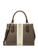 Michael Michael Kors Marilyn Medium Signature Logo Stripe Satchel Brown