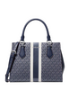 Michael Michael Kors Marilyn Medium Signature Logo Stripe Satchel Navy