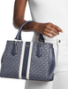 Michael Michael Kors Marilyn Medium Signature Logo Stripe Satchel Navy