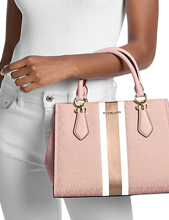 Michael Michael Kors Marilyn Medium Signature Logo Stripe Satchel Powder Blush