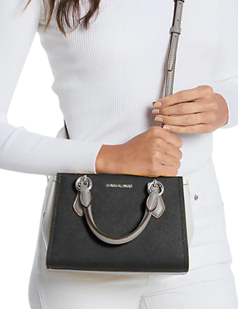 Michael Michael Kors Marilyn Small Color-Block Saffiano Leather Messenger Bag Black