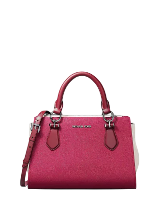 Michael Michael Kors Marilyn Small Color-Block Saffiano Leather Messenger Bag Dark Raspberry