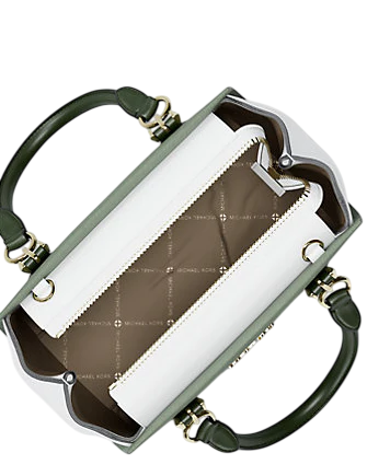 Michael Michael Kors Marilyn Small Color-Block Saffiano Leather Messenger Bag Moss