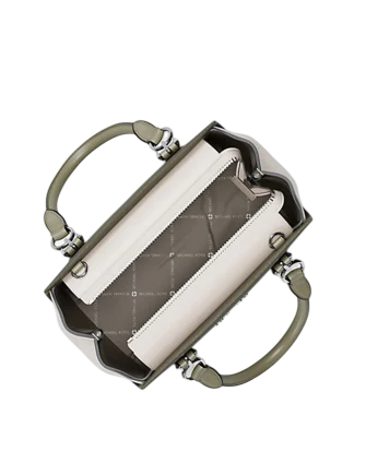 Michael Michael Kors Marilyn Small Color-Block Saffiano Leather Messenger Bag Olive