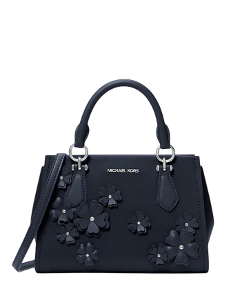 Michael Michael Kors Marilyn Small Floral Embellished Satchel Navy