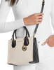 Michael Michael Kors Mercer Medium Two-Tone Pebbled Leather Crossbody Bag Light Cream