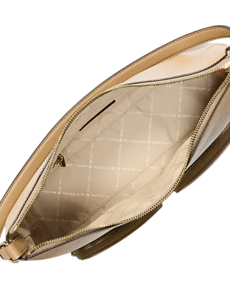Michael Michael Kors Merritt Large Pebbled Leather Cargo Shoulder Bag Camel