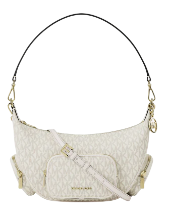Michael Michael Kors Merritt Medium Signature Logo Convertible Shoulder Bag Light Cream 