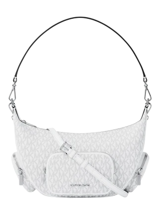 Michael Michael Kors Merritt Medium Signature Logo Convertible Shoulder Bag Optic White