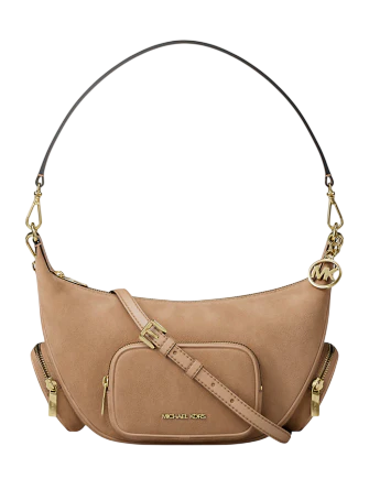 Michael Michael Kors Merritt Medium Suede Convertible Shoulder Bag Camel