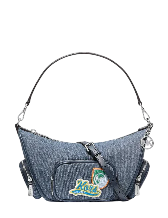  Michael Michael Kors Merritt Small Embellished Denim Convertible Crossbody Bag  Washed Denim
