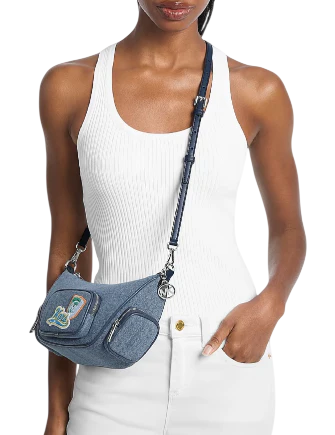  Michael Michael Kors Merritt Small Embellished Denim Convertible Crossbody Bag  Washed Denim